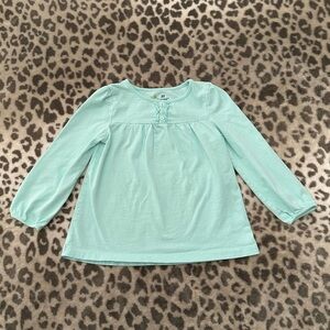 Jumping Beans Ruffle Button Babydoll Long Sleeve T-shirt in Baby Blue Size 3T